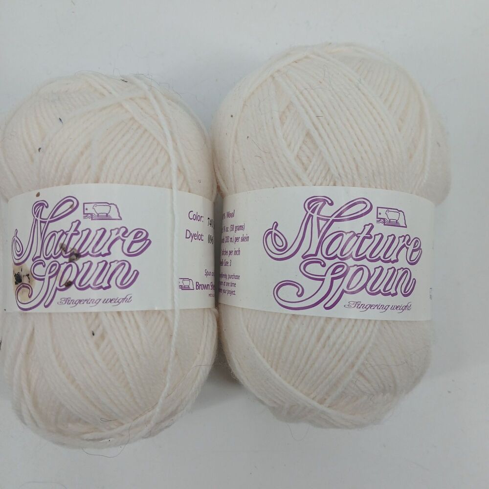 Vintage Nature Spun 100% Wool Yarn Cream Natural Lot of 2 Skeins